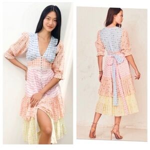 Loveshackfancy Ollie Tiered Midi Dress Cottagecore Size 2